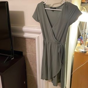 Derek Heart Green Y2K Retro Soft Girl Asthetic Soft Wrap Flowy Dress Small